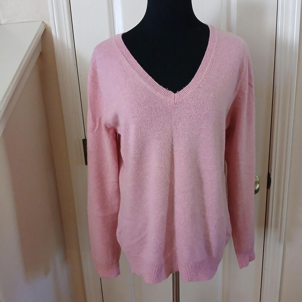 Vintage Jaclyn Smith Pink 2-Ply 100% Cashmere V-Neck Sweater L Barbie Coquette